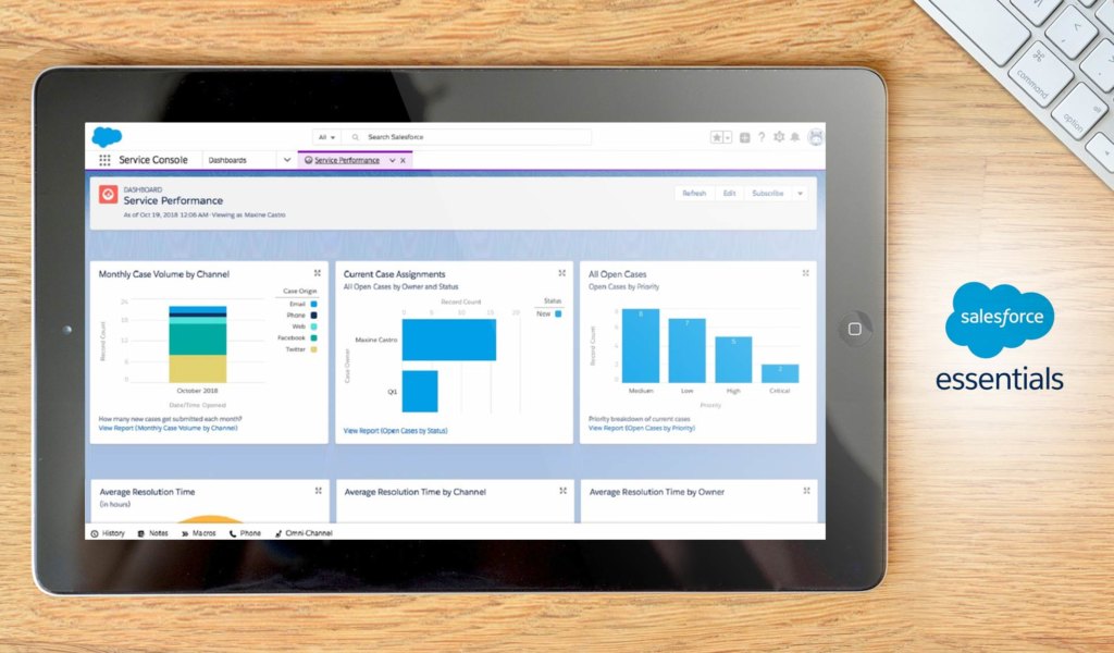 Salesforce Essentials Dashboard example