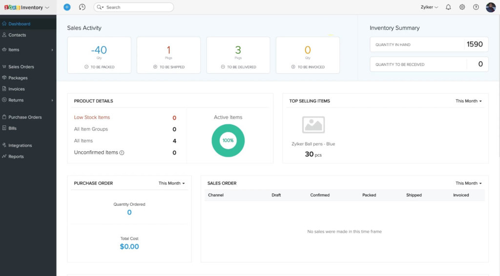 Zoho Inventory affordable pricing plans