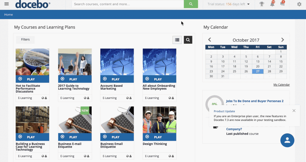 User-friendly dashboard, Docebo