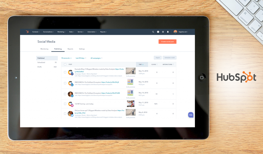 Hubspot Marketing dashboard
