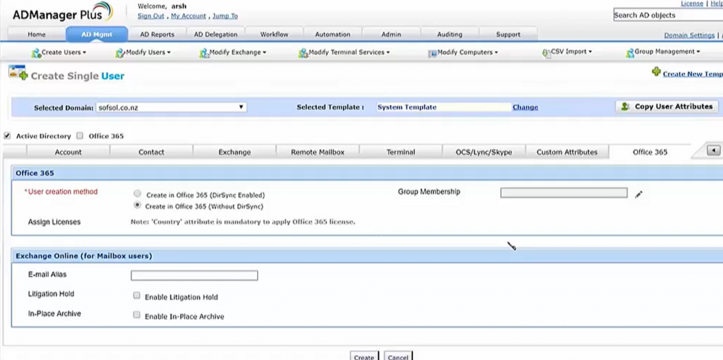 ManageEngine ADManager Plus dashboard