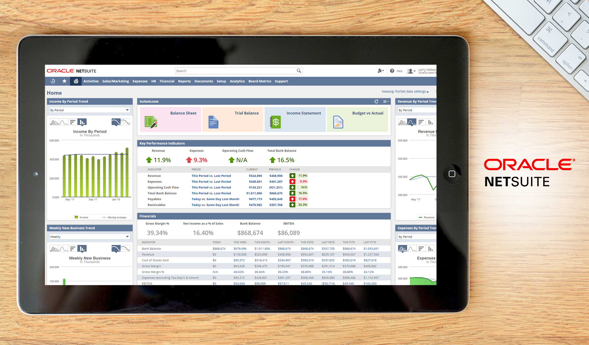 NetSuite CRM dashboard