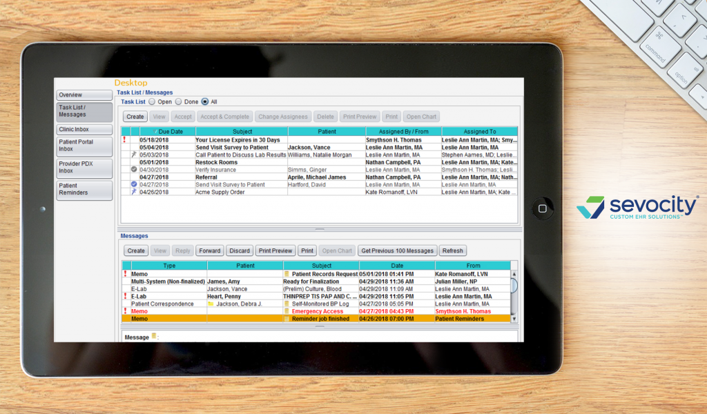 Sevocity dashboard