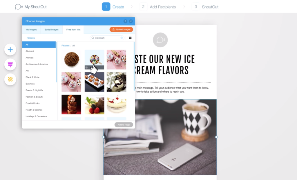 Wix ShoutOut Email Designer