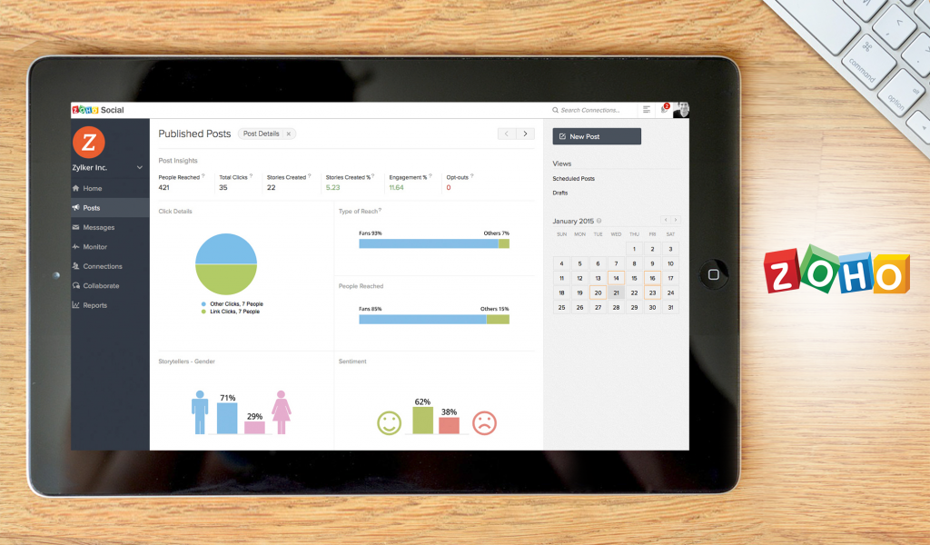 Zoho Social dashboard
