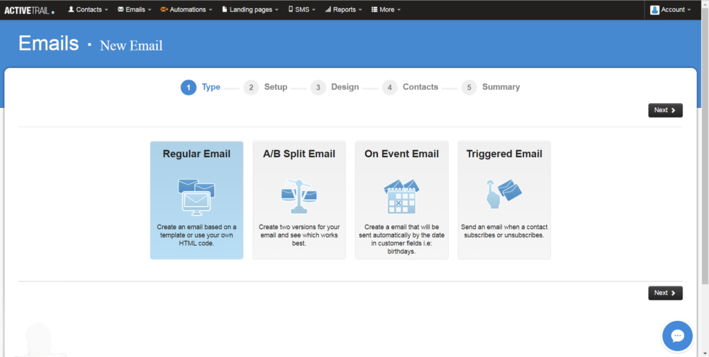 ActiveTrail dashboard