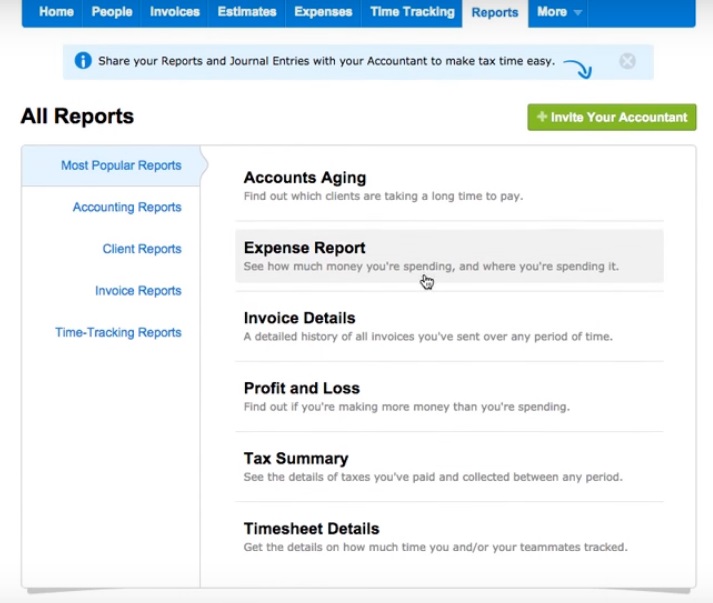 freshbooks reports