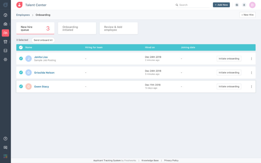 Manage onboarding in Freshteam