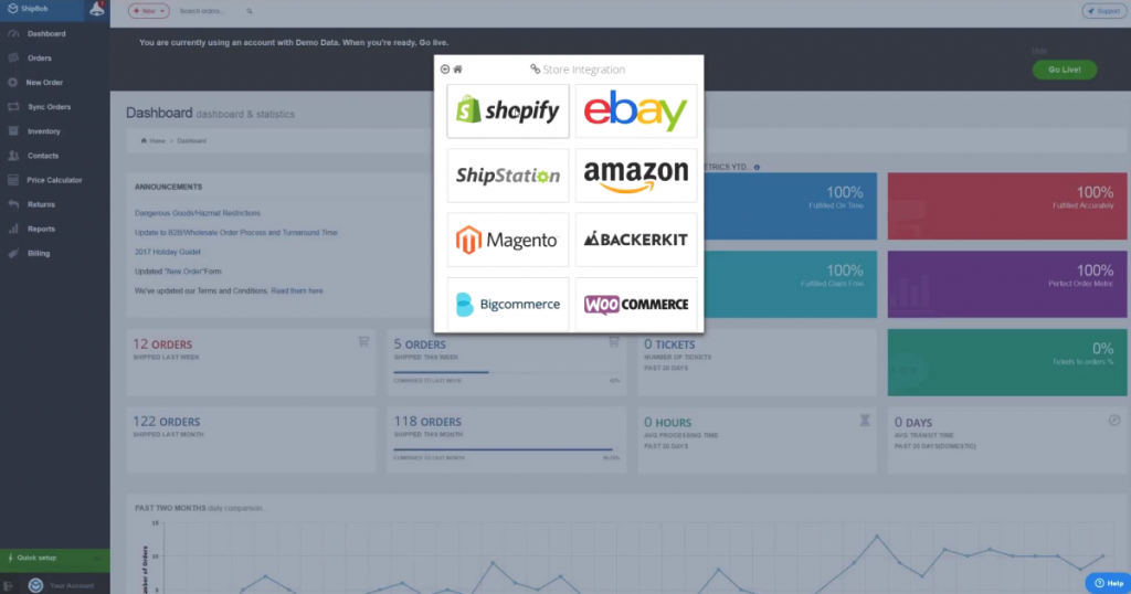 shipbob dashboard integration