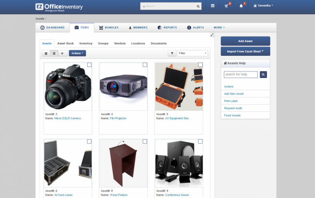 EZOfficeInventory dashboard