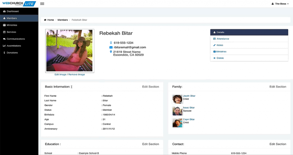 WebChurch WCC-Lite dashboard