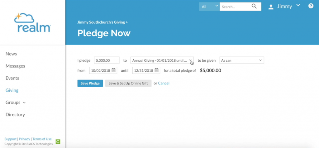 Church Helpmate and Realm dashboard