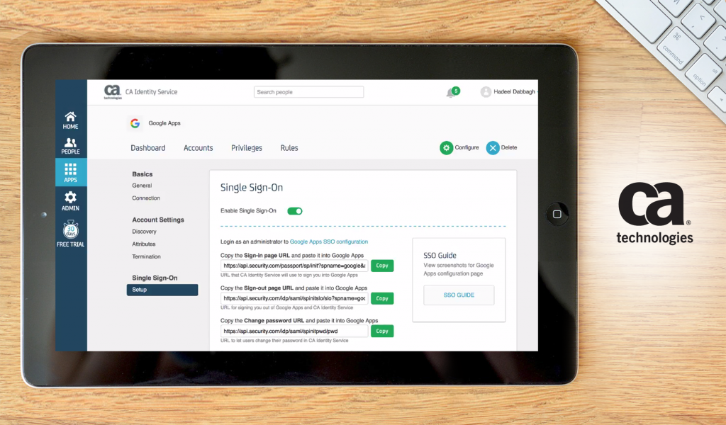 CA Technologies secure Dashboard