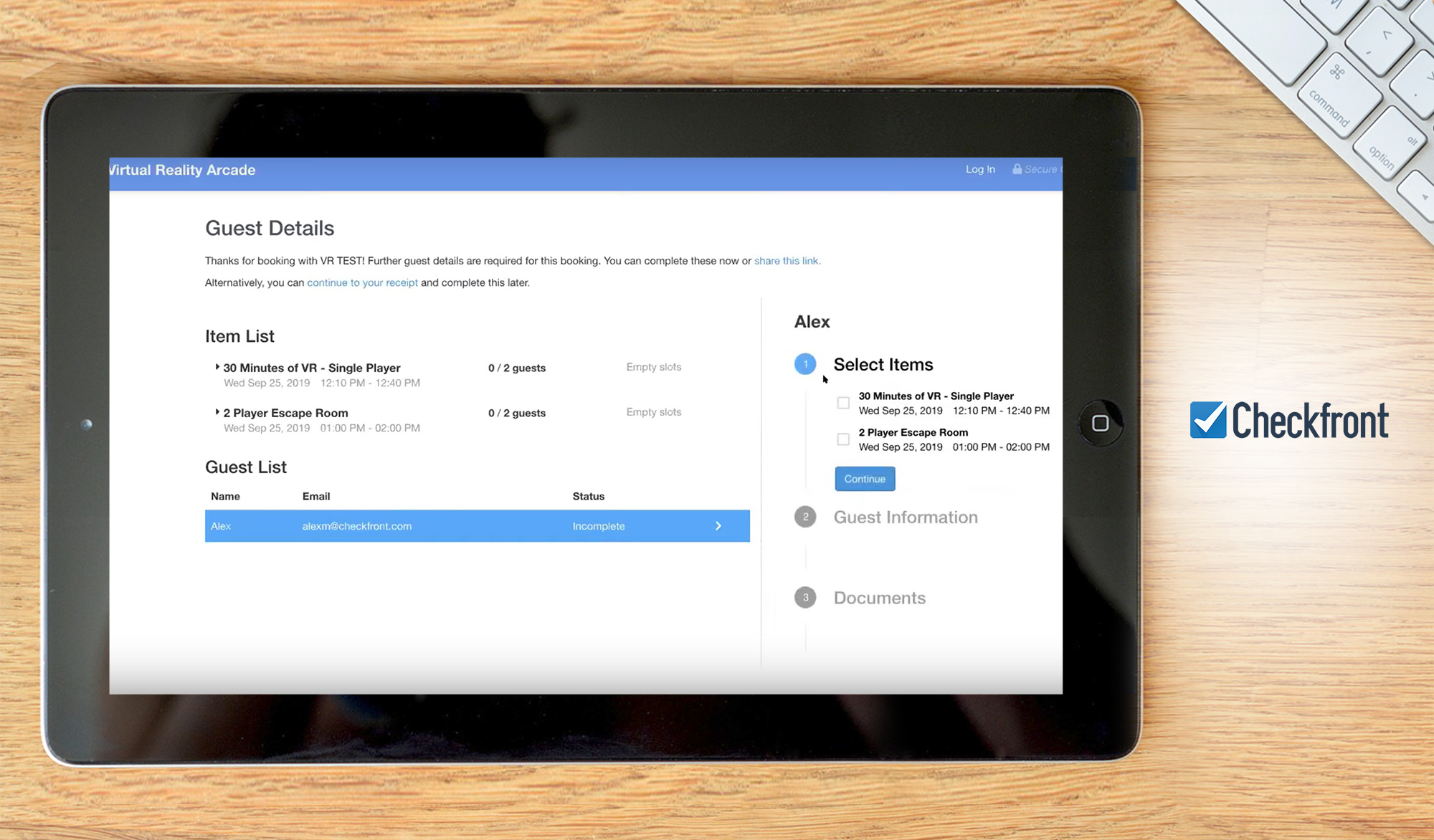 CheckFront dashboard