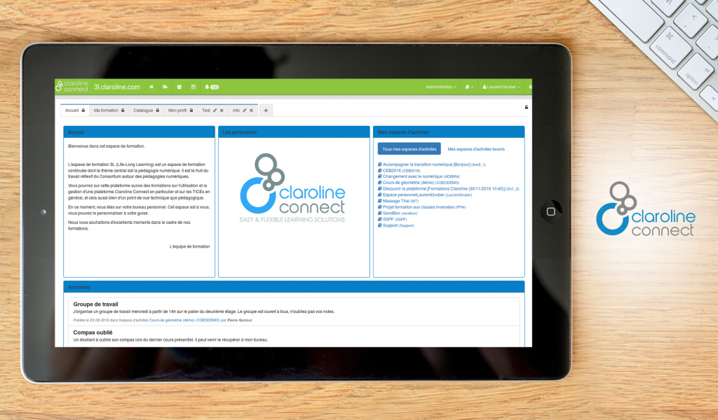 Claroline Connect dashboard