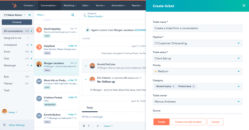 HubSpot Service Hub dashboard