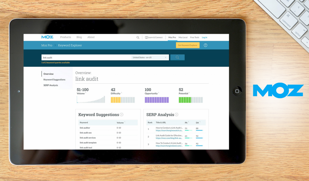 Moz dashboard