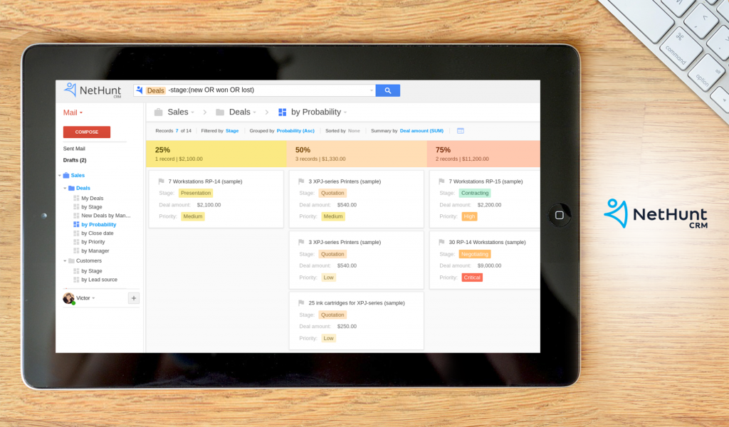 NetHunt CRM dashboard