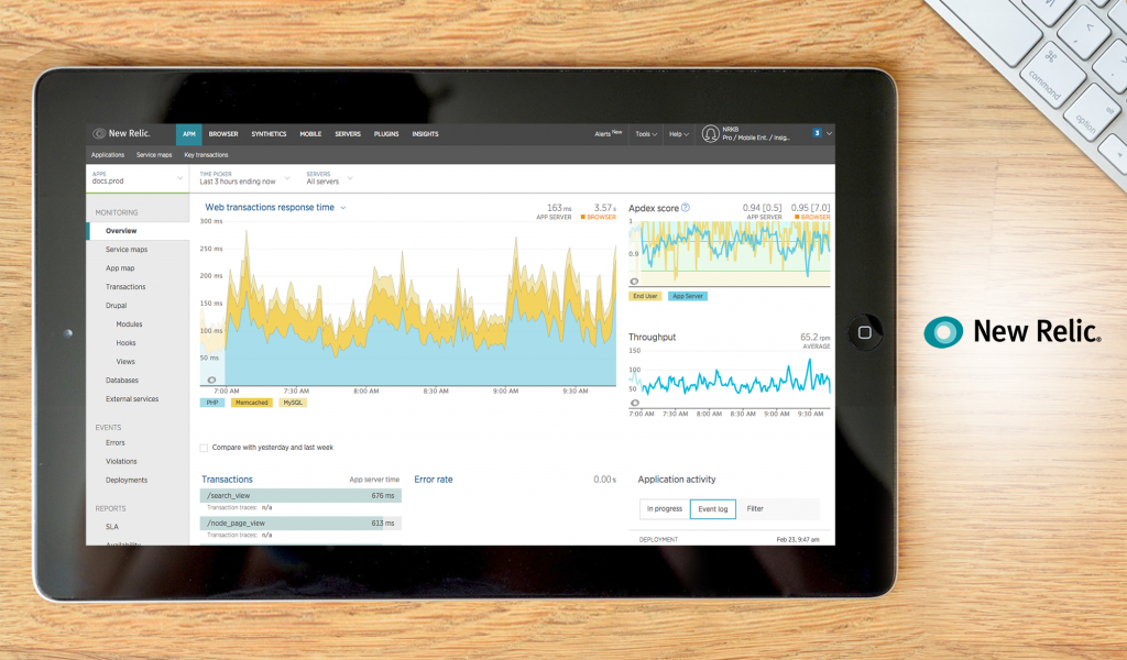New Relic dashboard