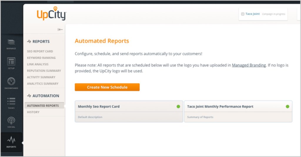 UpCity dashboard