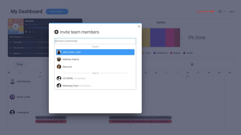 monday.com dashboard