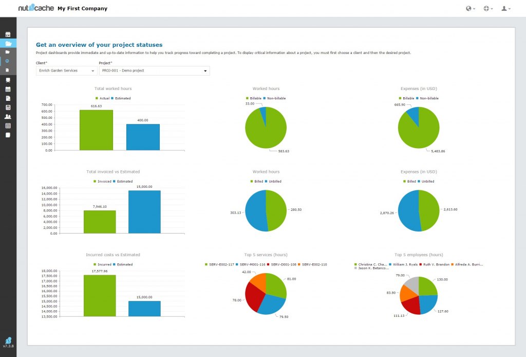 Nutcache dashboard