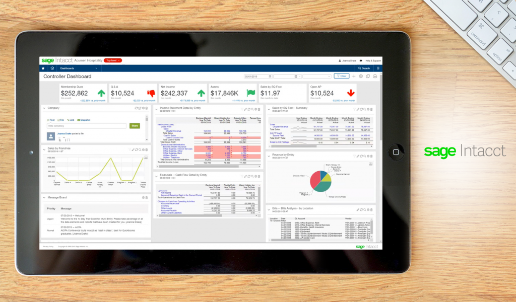 Sage Intacct dashboard
