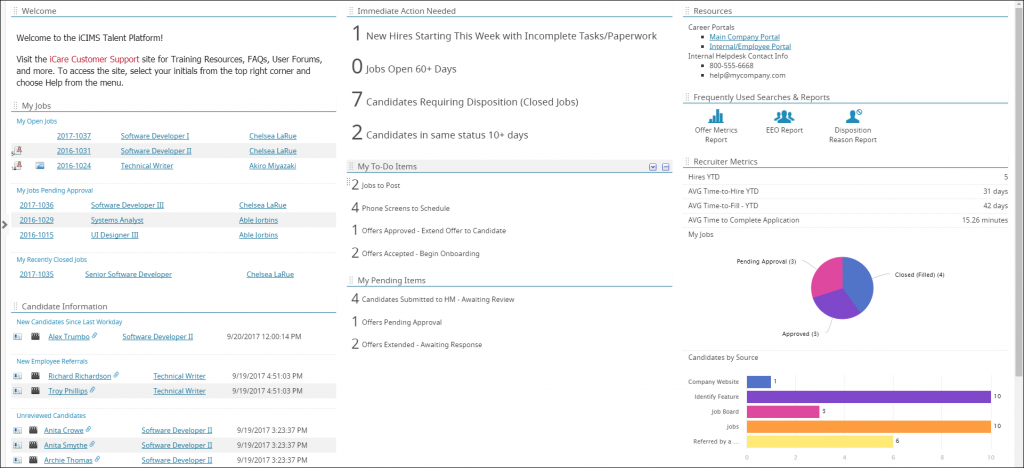 iCIMS Talent Acquisition dashboard