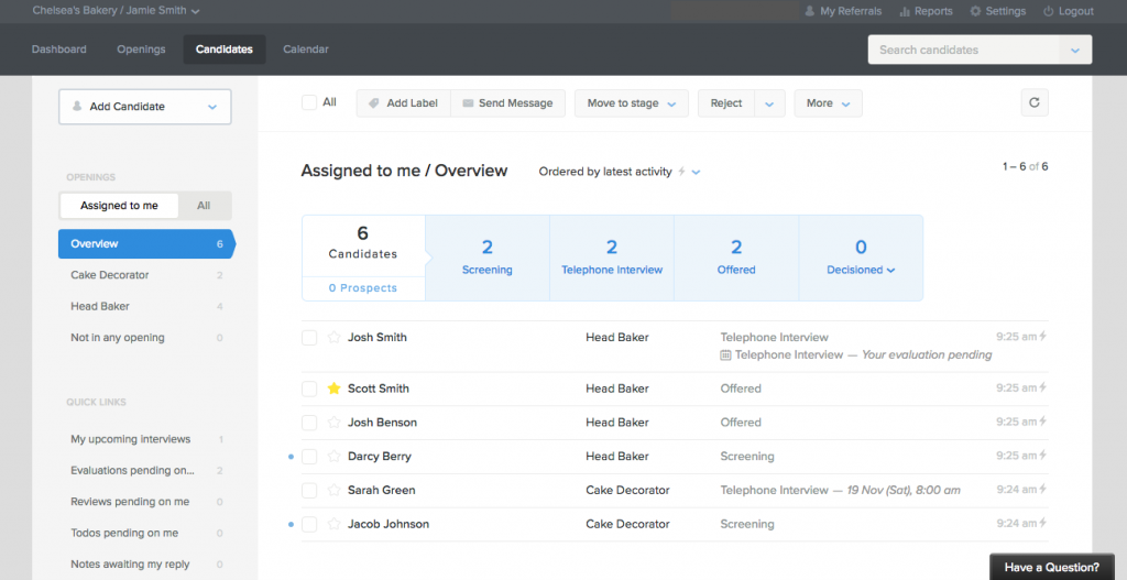 Recruiterbox dashboard