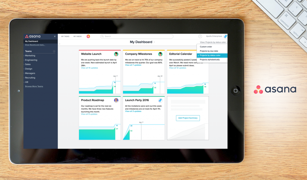 Asana dashboard