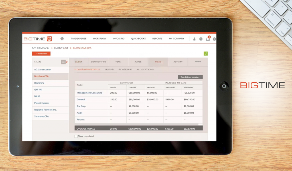 BigTime dashboard