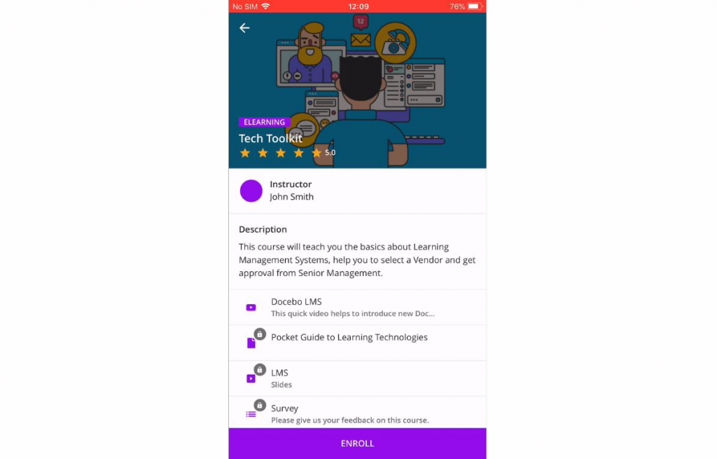 Docebo mobile app dashboard