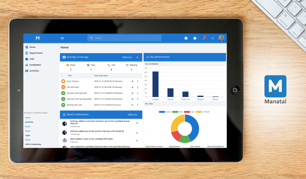 Manatal dashboard