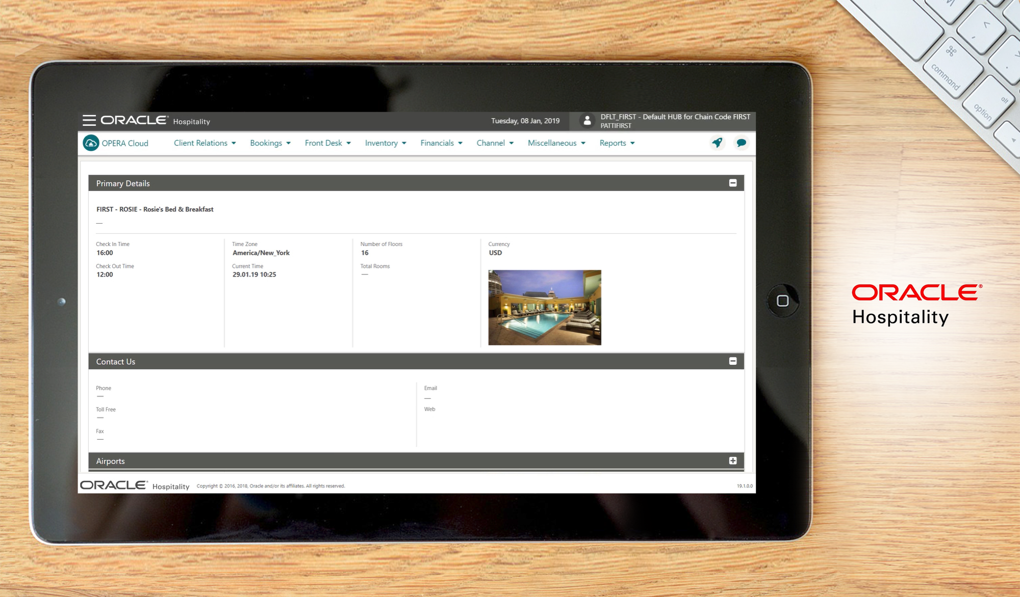 Oracle Hospitality dashboard
