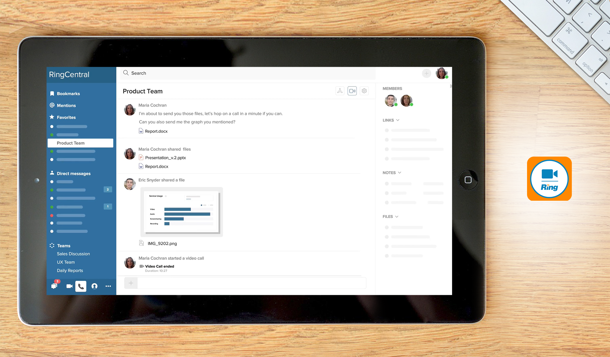 RingCentral Video dashboard