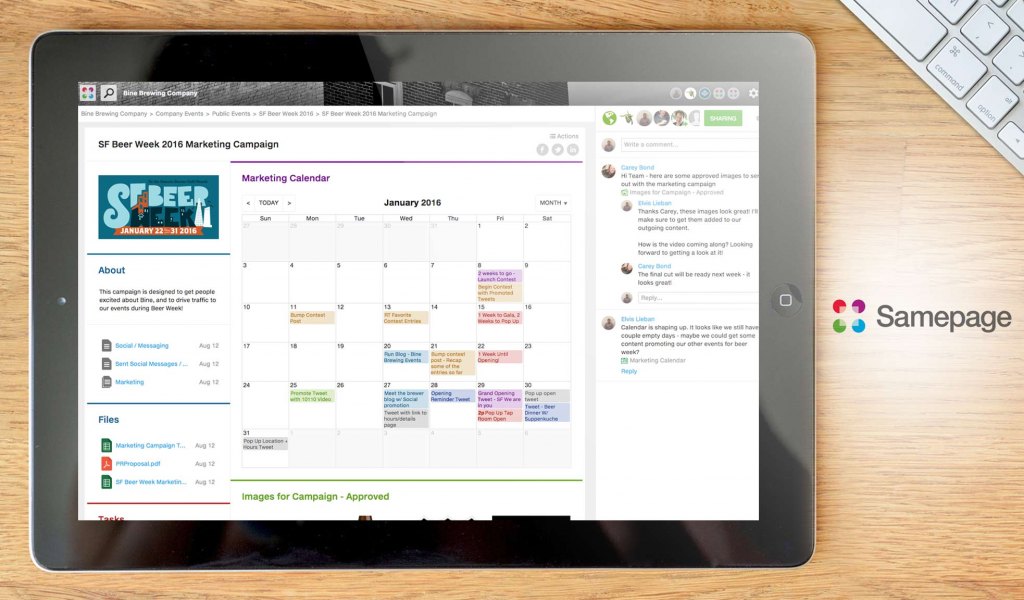 Samepage dashboard