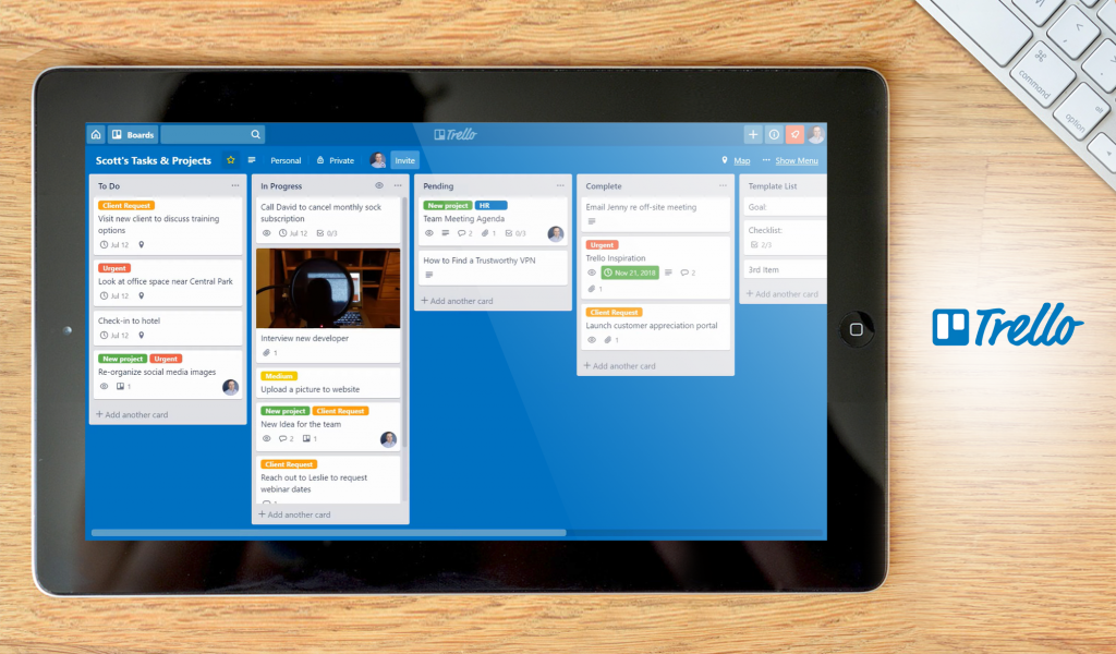 Trello dashboard