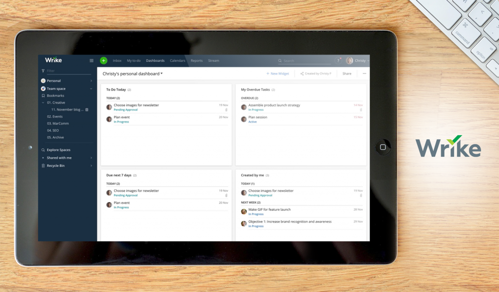 Wrike dashboard