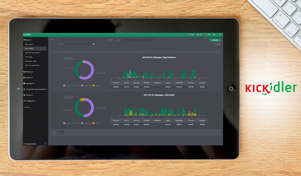 KickIdler dashboard