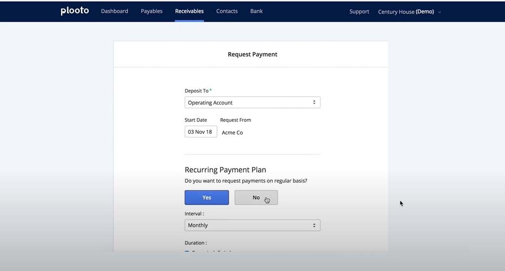 plooto receivables dashboard