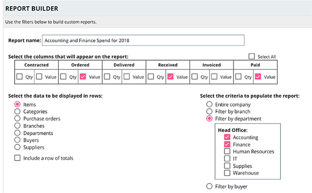 Tradogram report builder