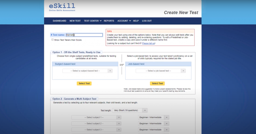 eskill custom test configuration