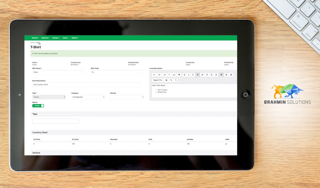 Brahmin Solutions dashboard
