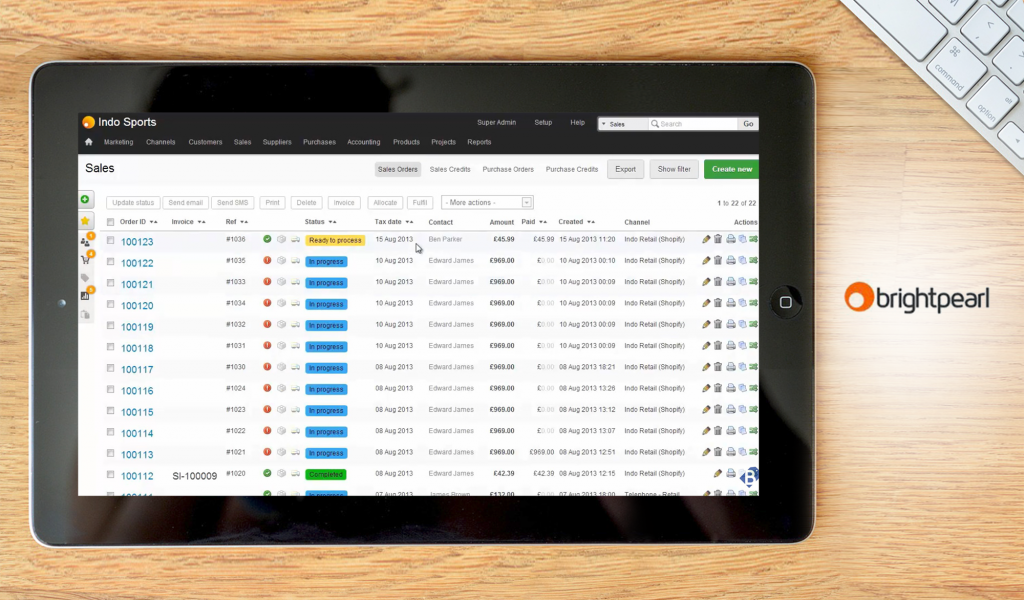 Brightpearl dashboard
