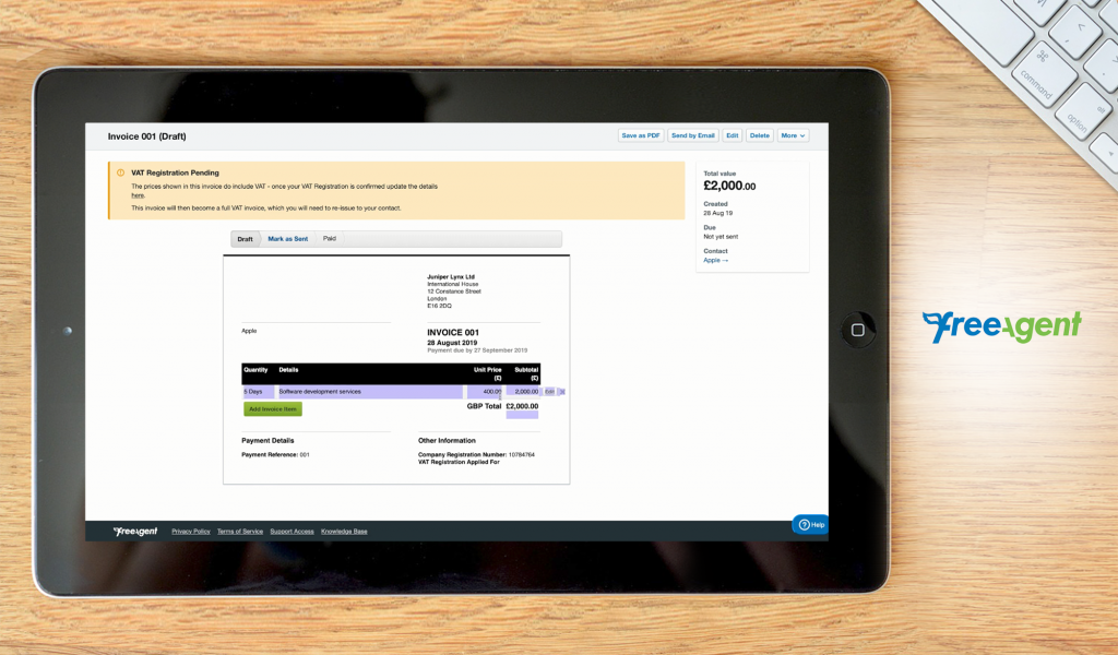 freeagent dashboard