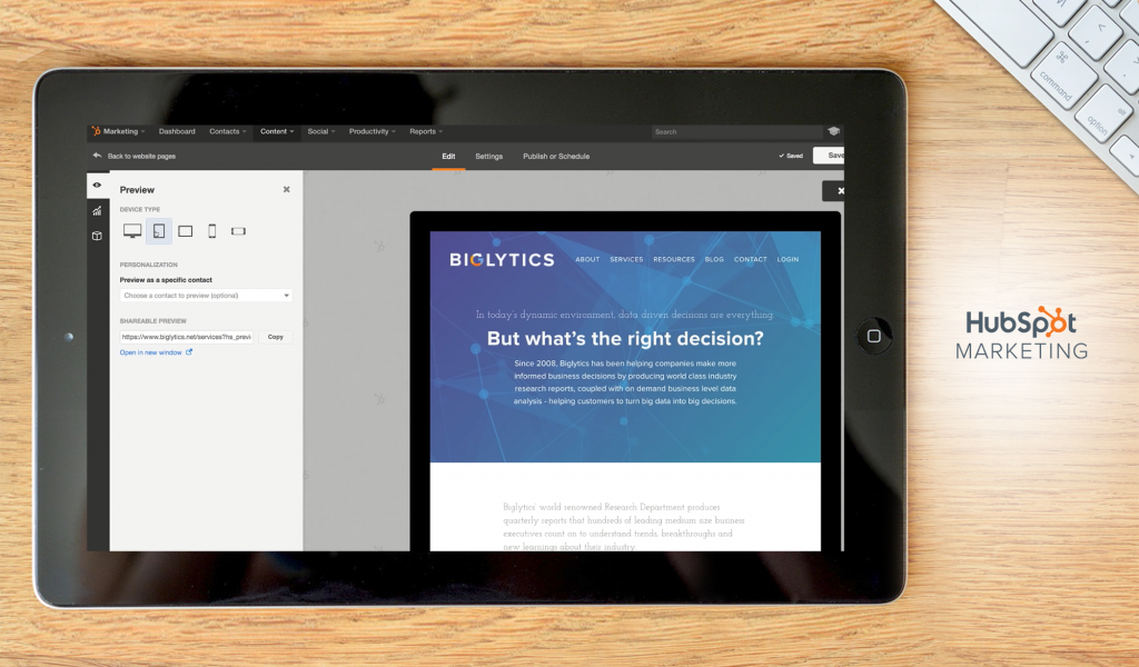 HubSpot Marketing dashboard
