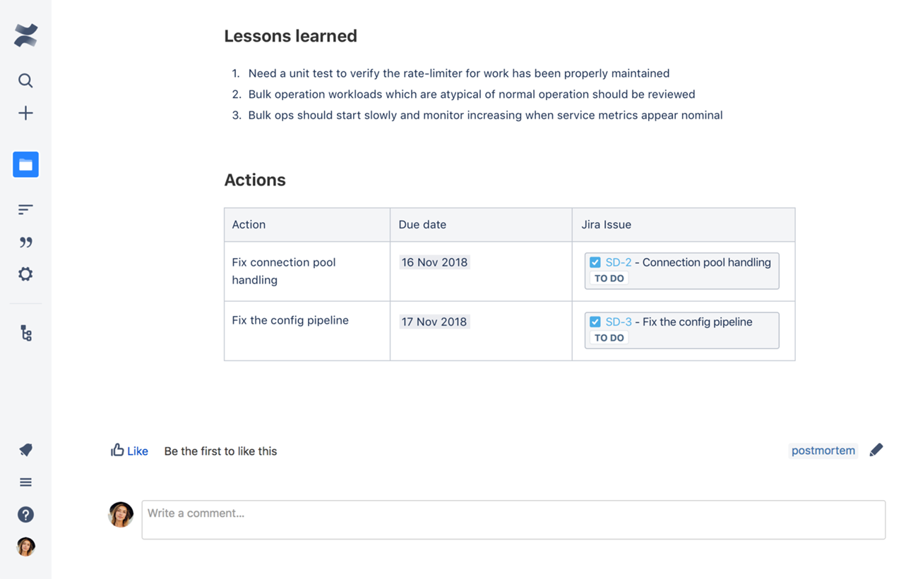 Jira Service Desk - Post-Incidence Review dashboard