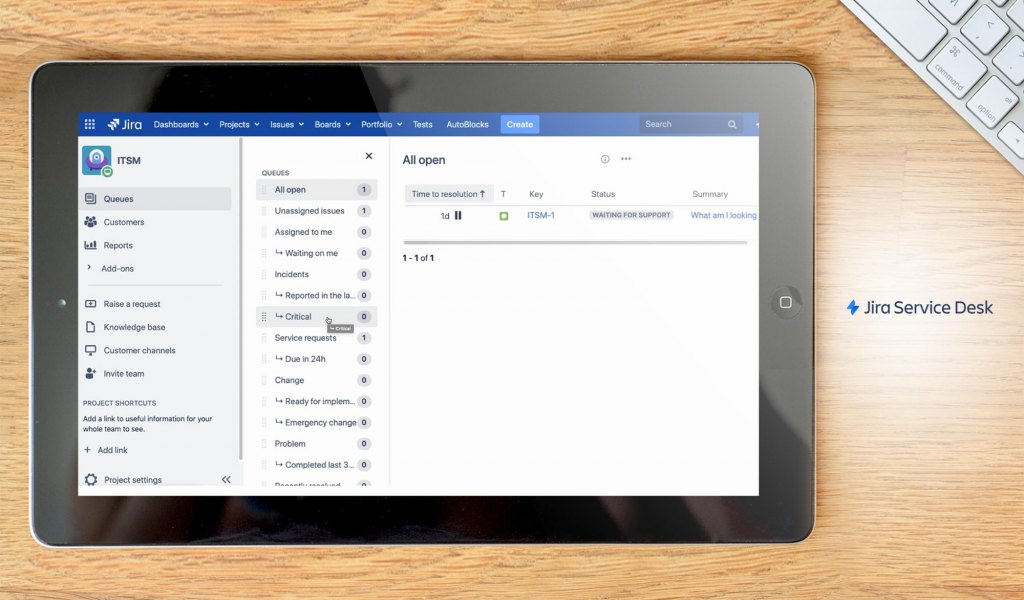 Jira Service Desk dashboard