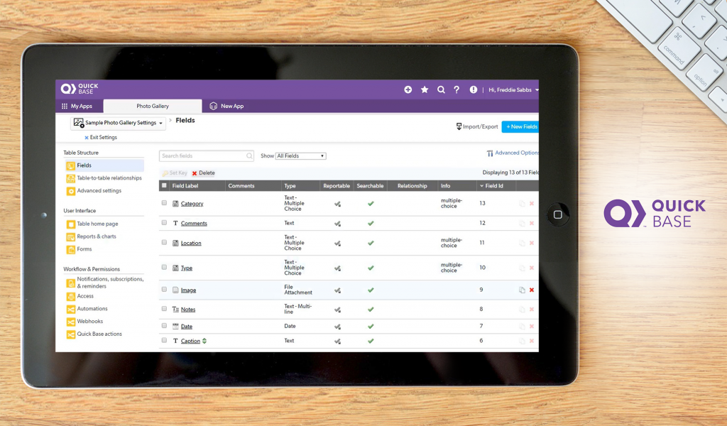 Quick Base dashboard