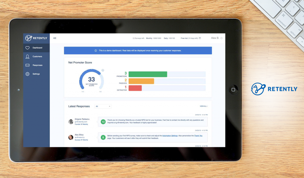 Retently dashboard